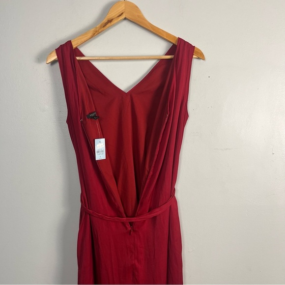 Ann Taylor new Petite V-Neck Tie Waist Midi Dress red size 6 petite - Picture 10 of 10